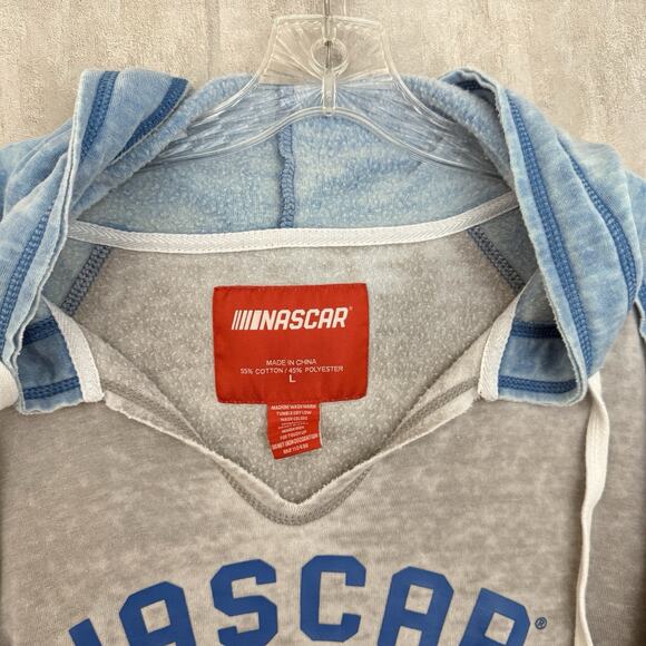 NASCAR 75th Anniversary Raglan Hoodie Women’s Large Sweatshirt Light Blue Gray - Picture 4 of 10